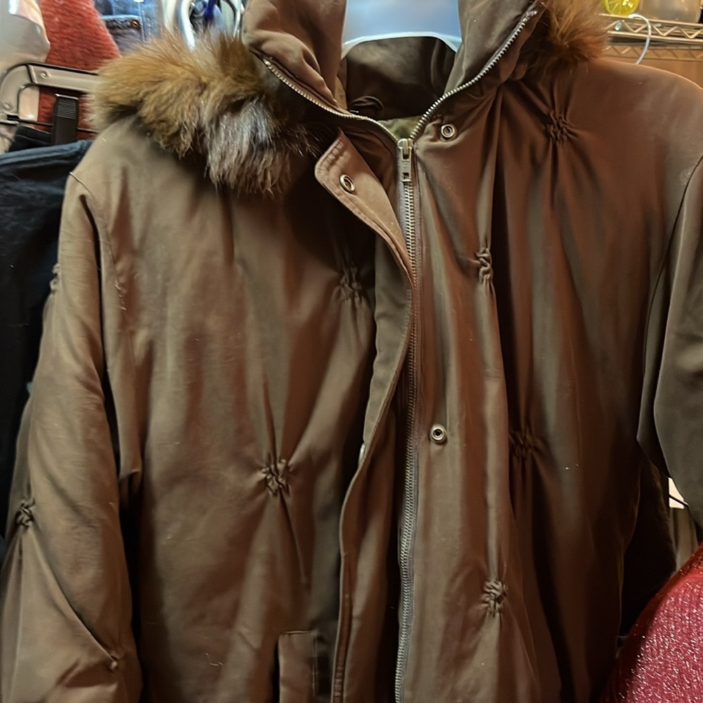Gallery Winter Cold Weather Mid-Length Zip Up Women’s Size M Brown Coat Jacket - Picture 6 of 7